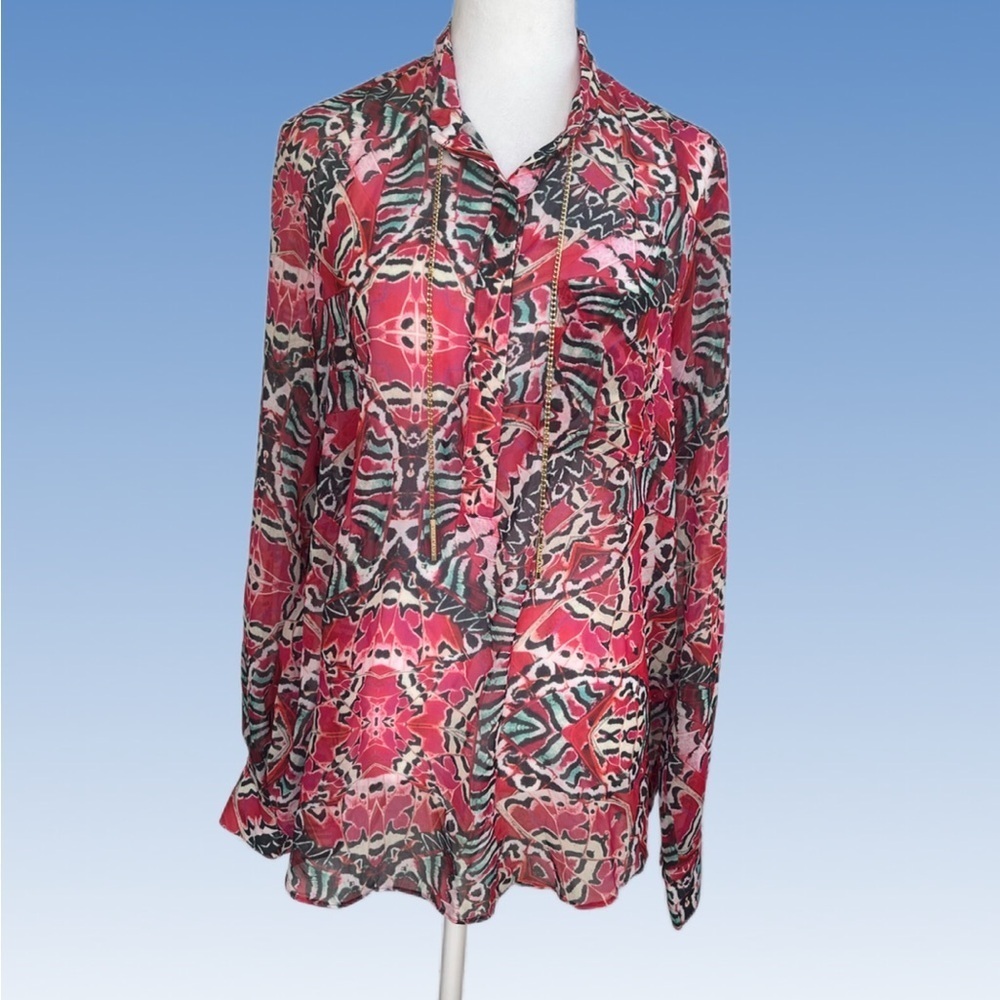 Marciano Vibrant Pink and Black Blouse size L  BRAND NEW